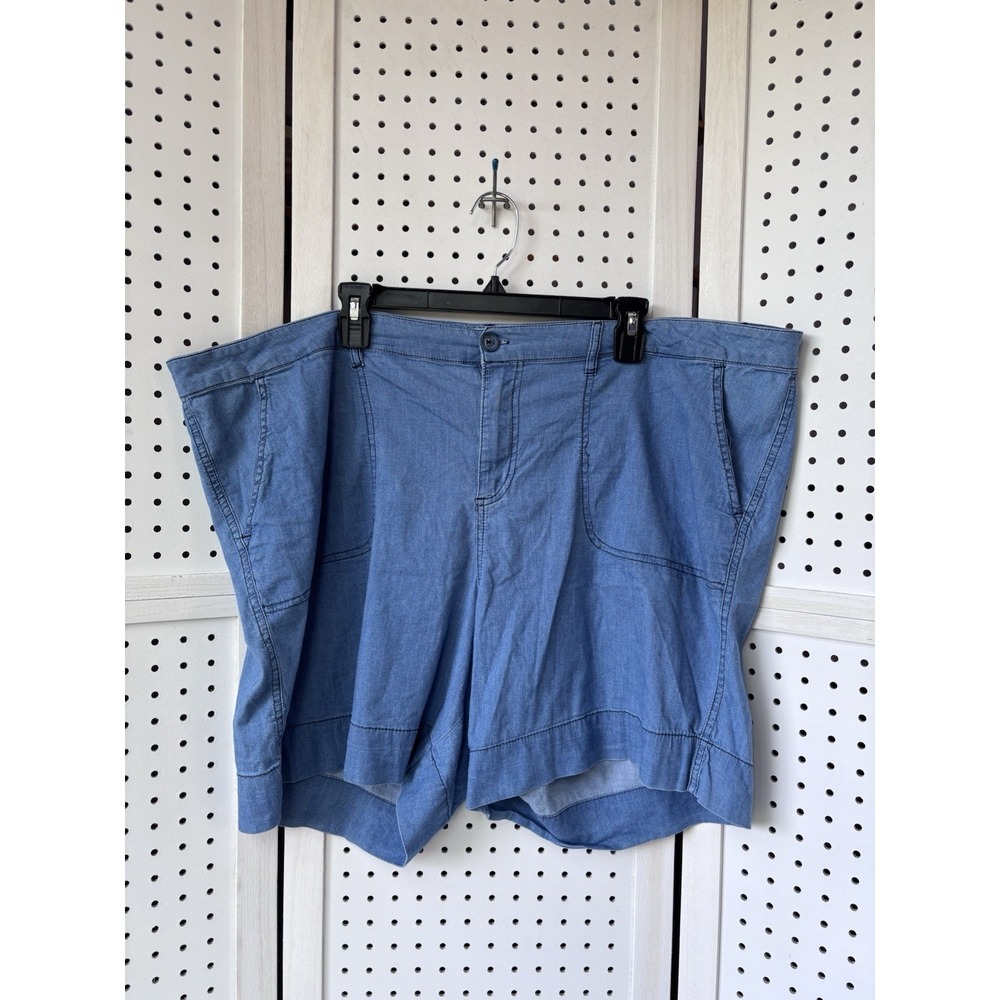 Torrid Chambray Shorts Women's 24 Blue Cotton Spandex
